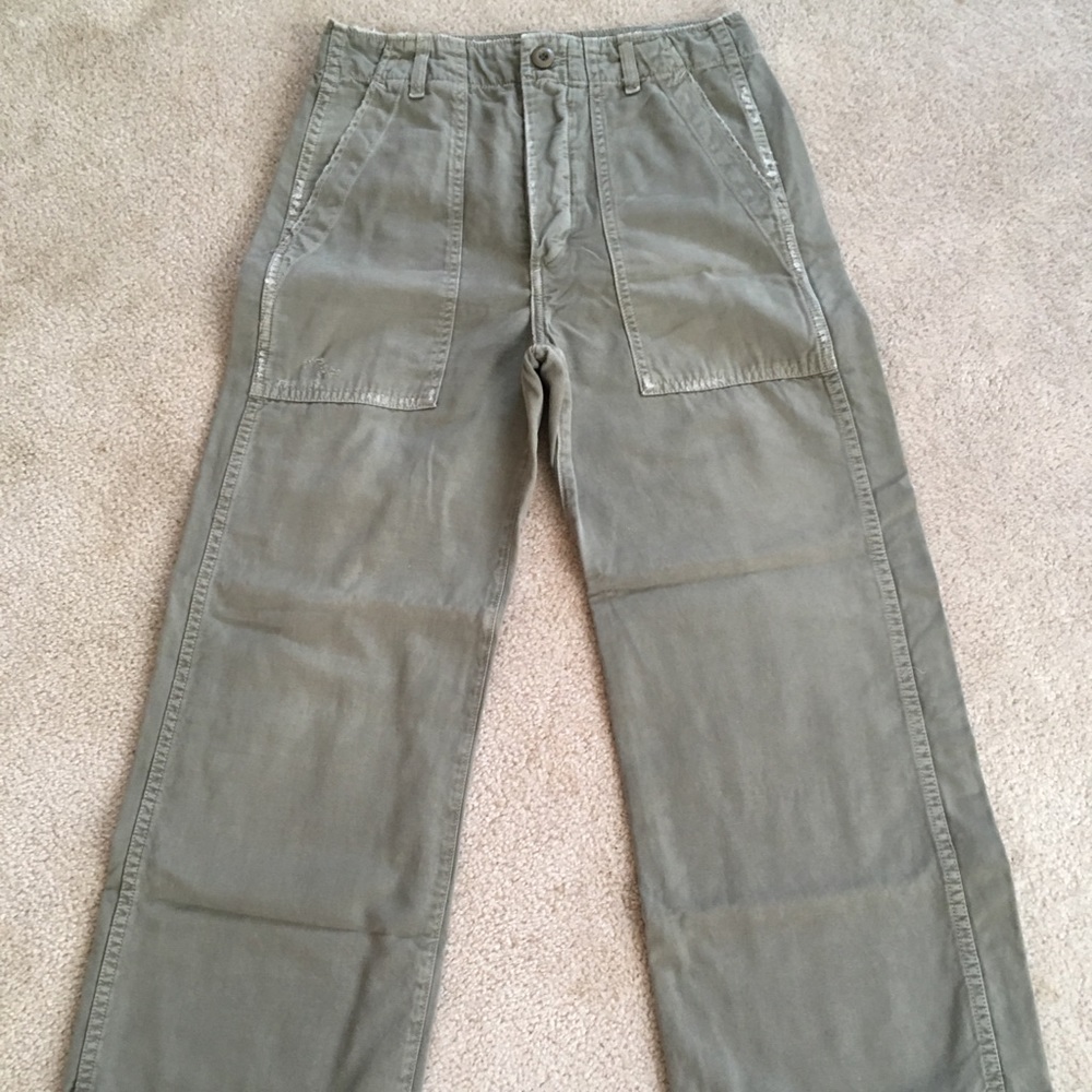 AMO Wide Leg Pants in Olive Green